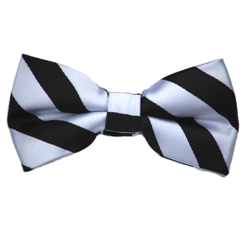 Black and Silver Stripe Bow Tie