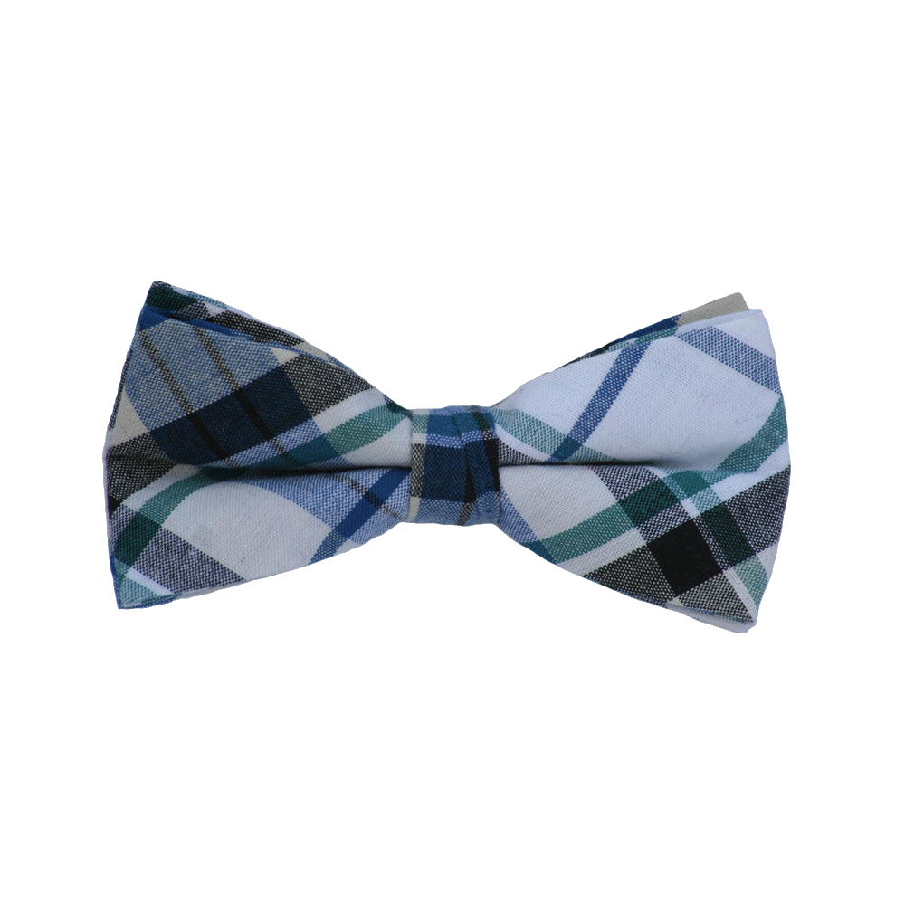 Black Green and Blue Plaid Bow Tie