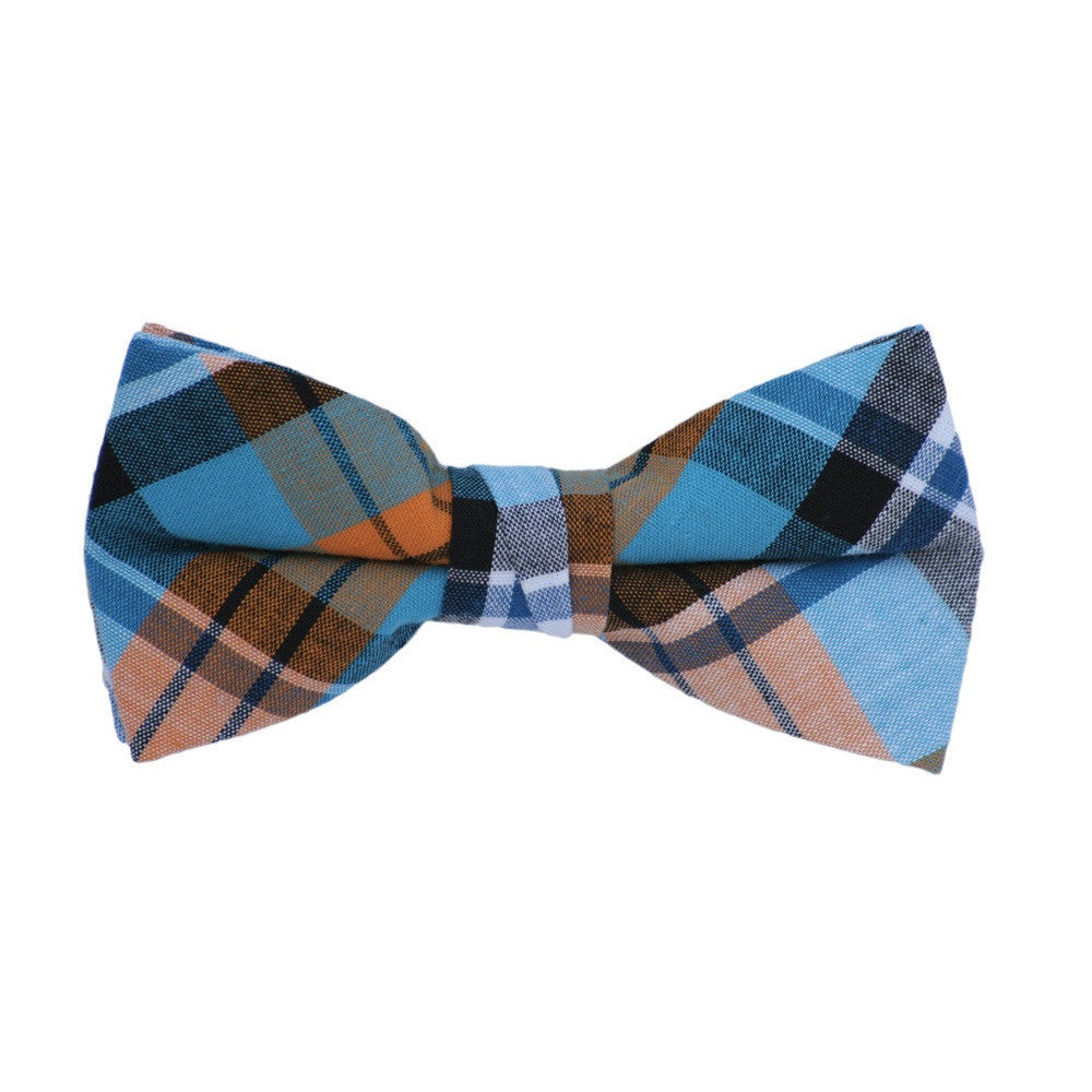 Orange and Blue Plaid Bow Tie
