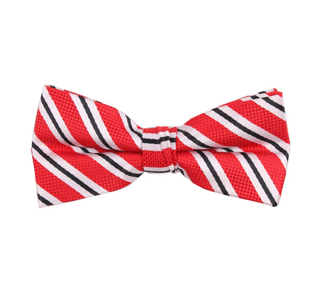 Green Bow Tie with Red Stripes - Boys Kids Pre Tied Adjustable Bowtie Christmas Holiday Party Dress up