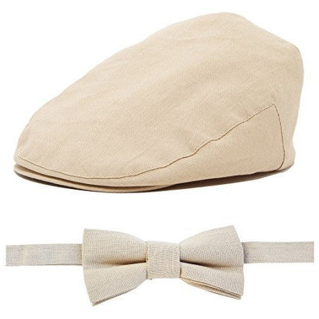 Baby Blue Linen Kids Newsboy Hat and Bow Tie Set