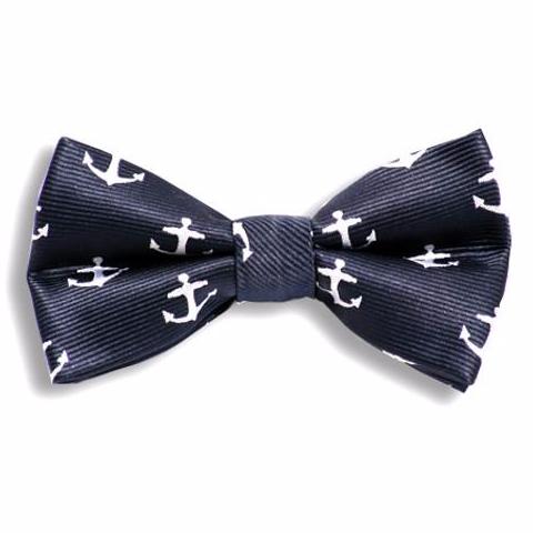 Blue and White Striped Bow Tie