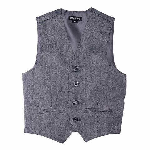 Dark Grey Tweed Born To Love Kids Vest Wedding Fashion