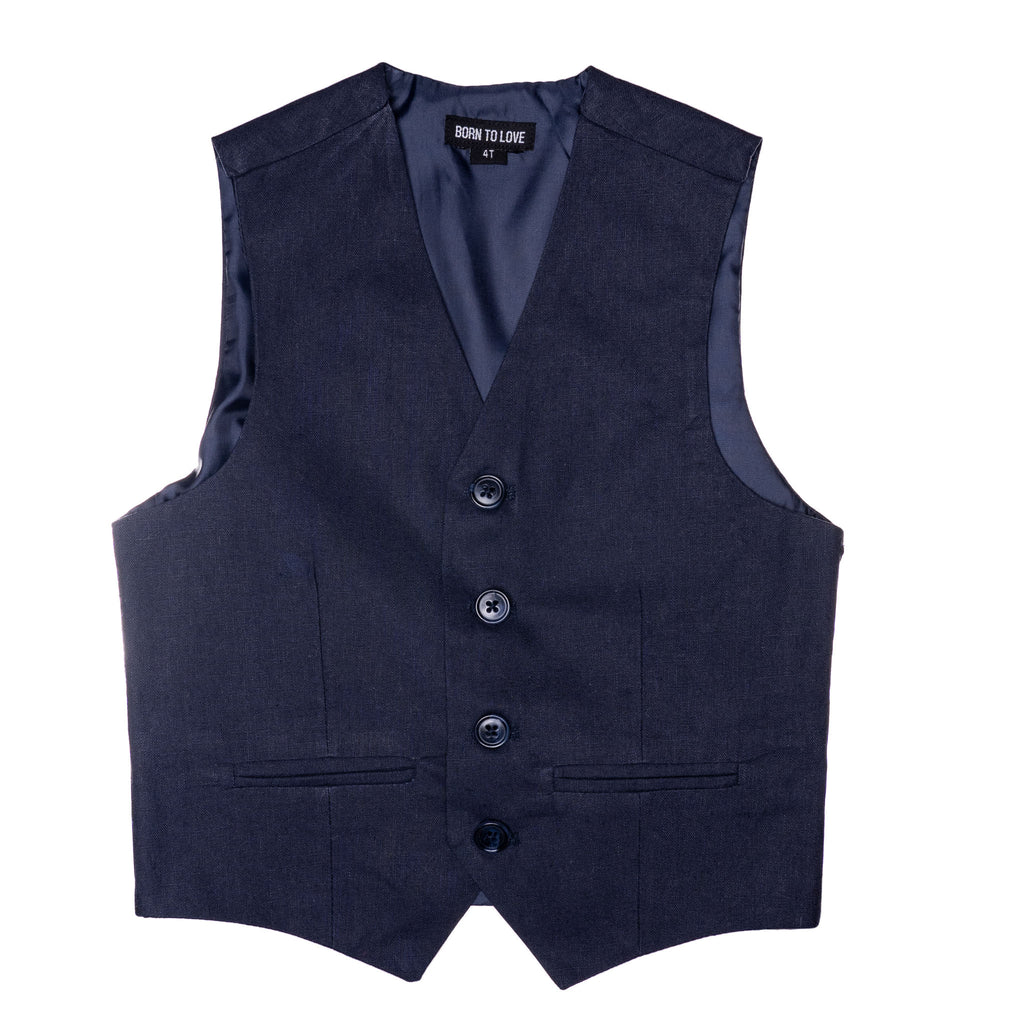 Navy Ring Bearer Born To Love Kids Vest Wedding Fashion