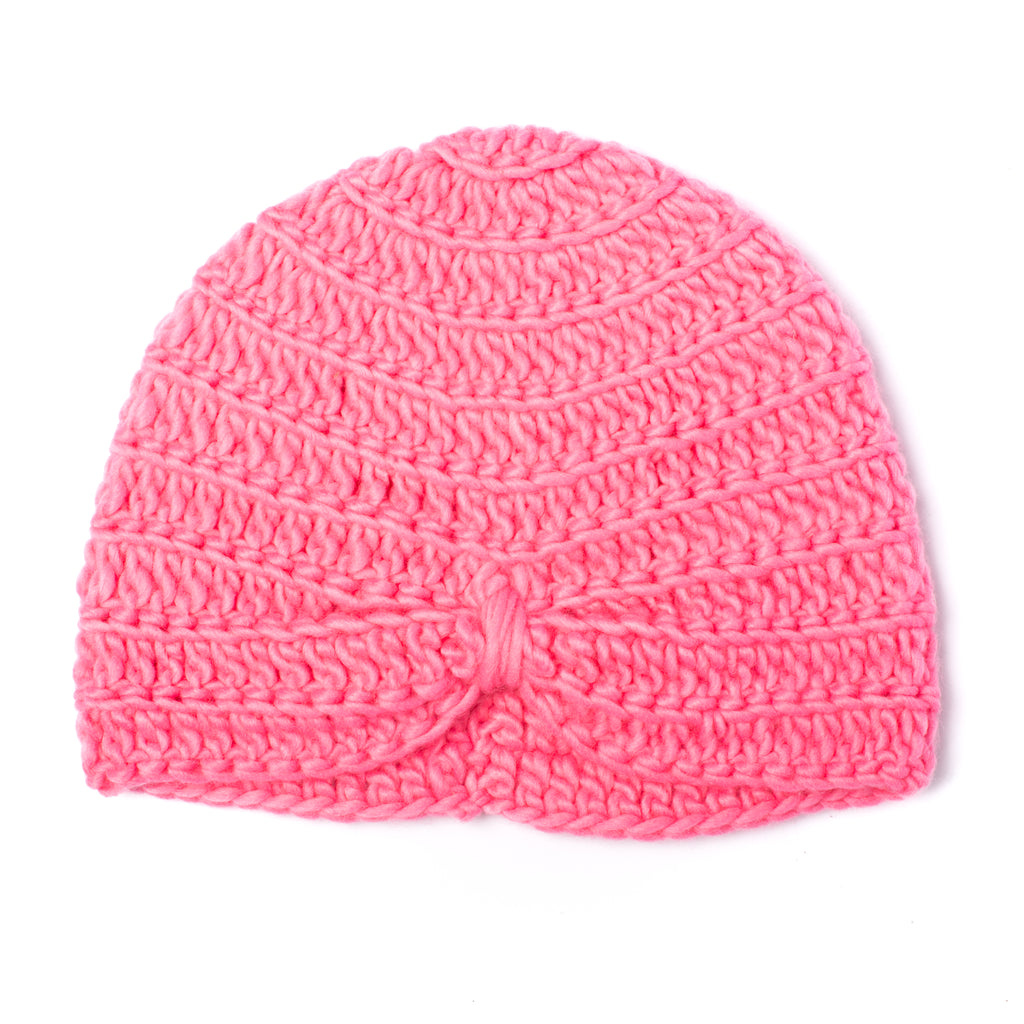 Girls Pink Turban Beanie Hat