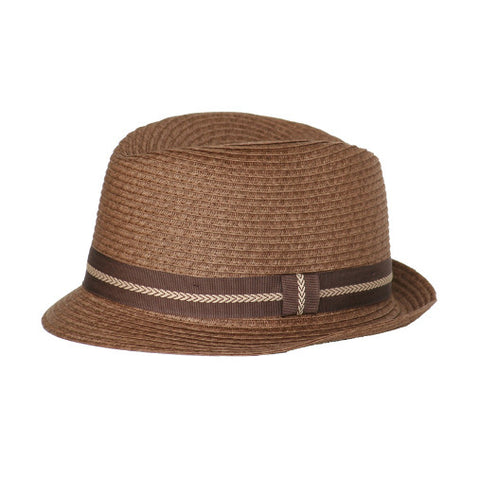 Tan Fedora Hat with Brown Band