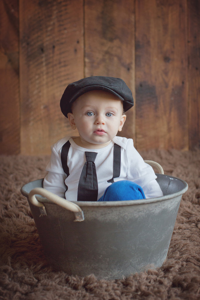 Black Boy's Tweed Page Newsboy Driver Cap