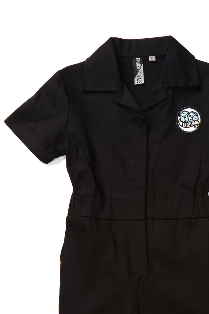 Knuckleheads Girl`s Black Grease Monkey Coverall