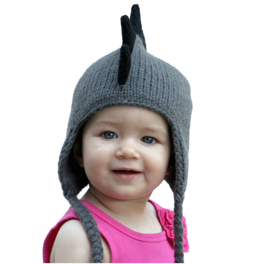 Gray Mohawk Baby Hat with Black Spikes
