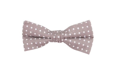 Navy with White Polka Dots Linen Bow Tie