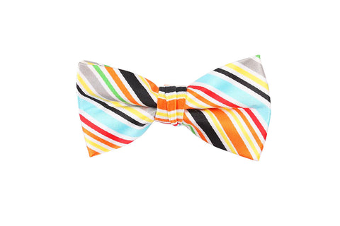 Yellow with Navy and White Stripe Preppy Bow Tie