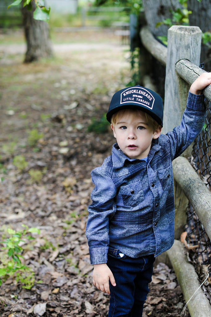 Black Knuckleheads Patch Trucker Hat Round