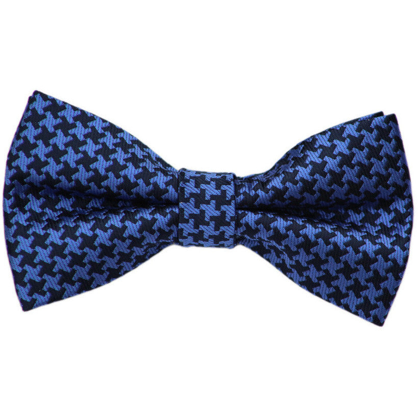 Blue Houndstooth Bow Tie