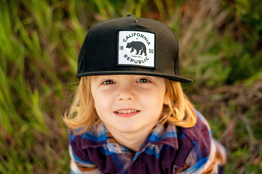 Knuckleheads California Republic Black Baby Boy Infant Trucker Hat Snap Back Sun Mesh Baseball Cap