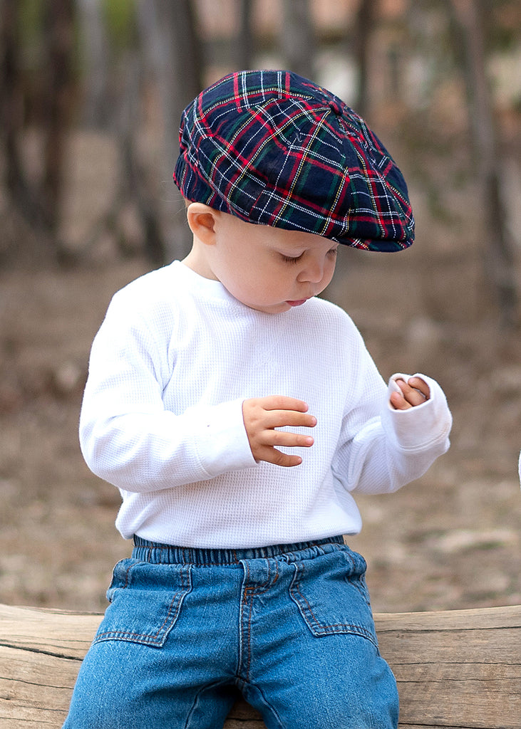 Navy Red Plaid Driver Cap