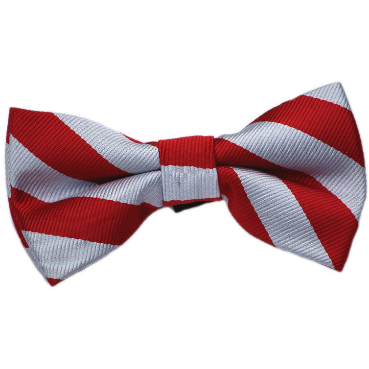 Red and Silver Stripe Bow Tie