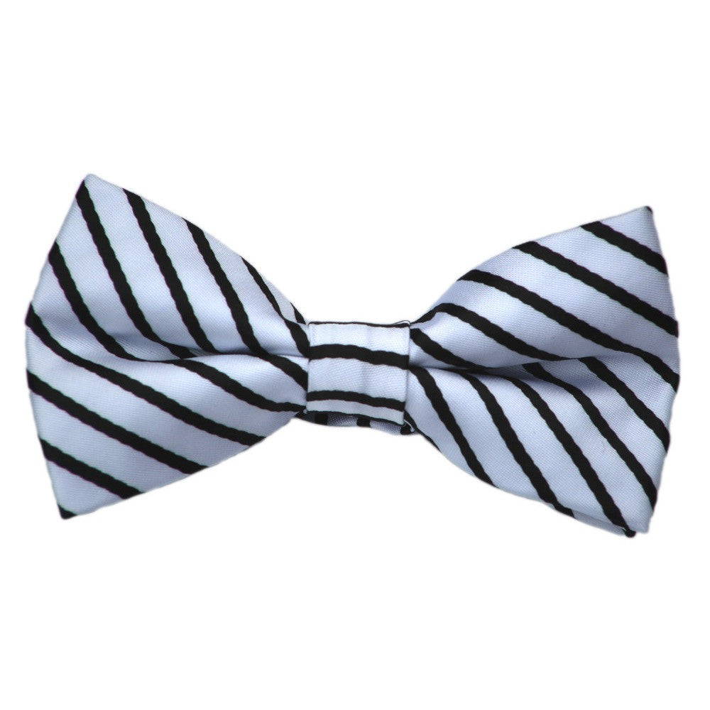 White and Black Stripe Bow Tie