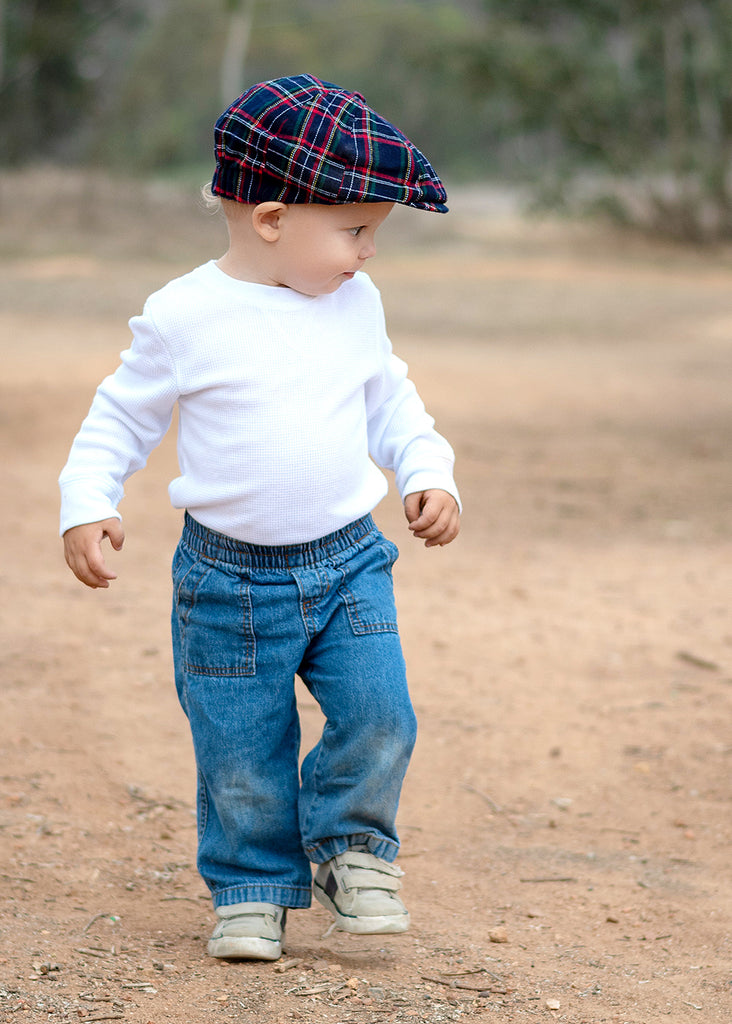 Navy Red Plaid Driver Cap