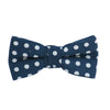 Navy with White Polka Dots Linen Bow Tie