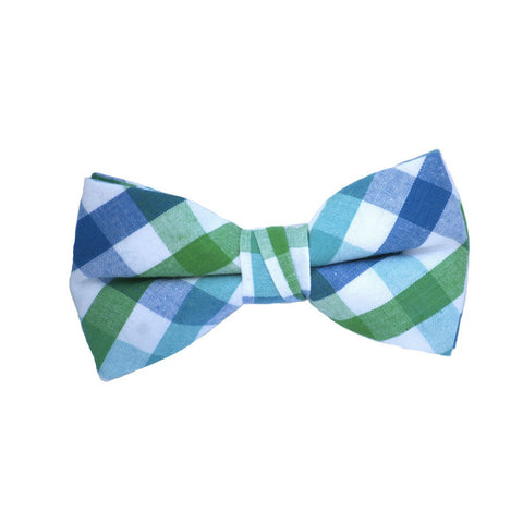Navy and Blue Plaid Bow Tie