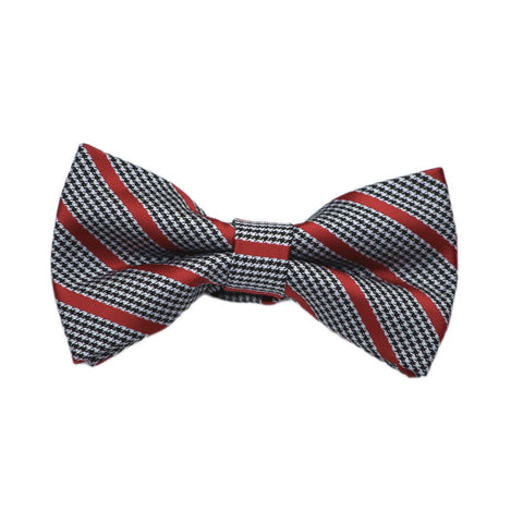 Houndstooth and Yellow Stripe Bow Tie