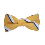 Yellow with Navy and White Stripe Preppy Bow Tie