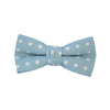 Blue Linen with White Polka Dots Bow Tie