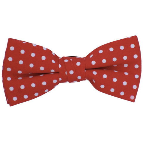 White with Burgundy Dot Bow Tie