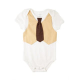 Baby Boy's Tan Vest with Brown Tie Bodysuit