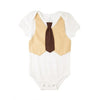 Baby Boy's Tan Vest with Brown Tie Bodysuit