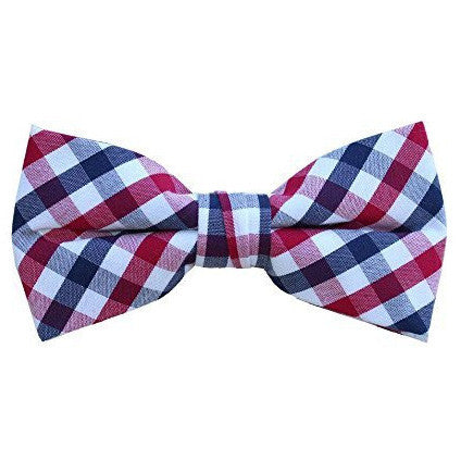 Navy and Red Plaid Patterns Bow Tie