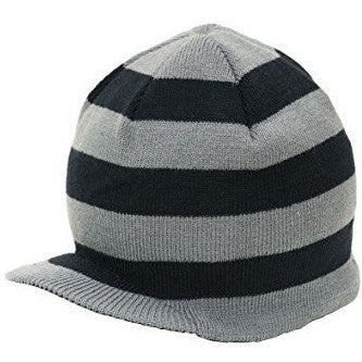Girl's Stripe Beanie With Flowers