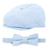 Baby Blue Linen Kids Newsboy Hat and Bow Tie Set