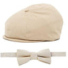 Tan Newsboy Cap and Bow Tie Set