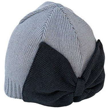 Girl's Stripe Beanie With Flowers