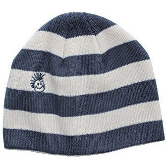 Girl's Stripe Beanie With Flowers