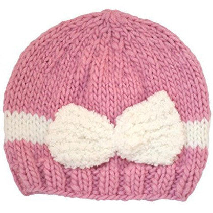 Pink Rib Visor Beanie with Embroidery