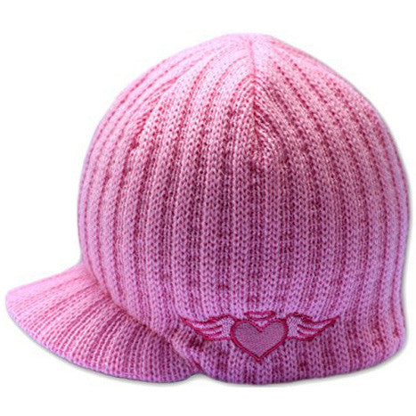 Girl's Stripe Beanie With Flowers