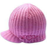 Pink Rib Visor Beanie with Embroidery