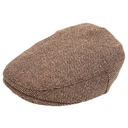 Brown and Tan Herringbone Vintage Newsboy Cap