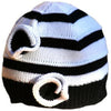 Girl's Stripe Beanie With Flowers