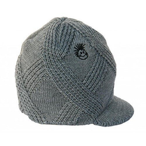 Knuckleheads - Gray Boy's Baby Visor Beanie Hat with Stripes Detail
