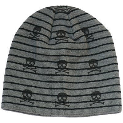 Girl's Stripe Beanie With Flowers