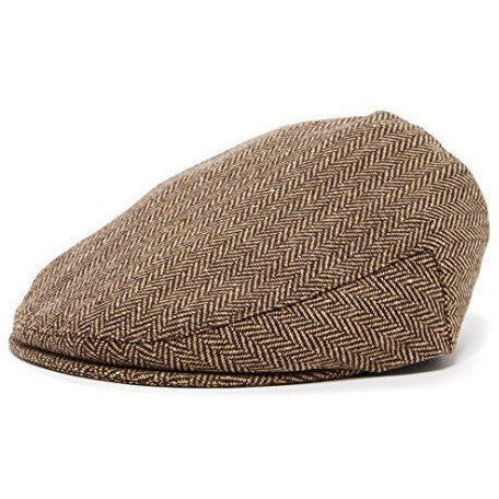 Brown and Tan Herringbone Vintage Driver Cap