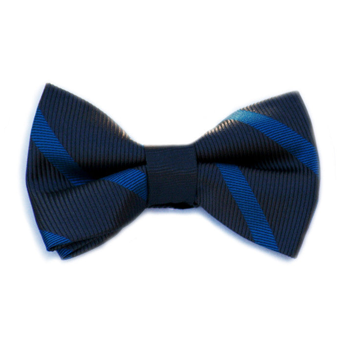 Navy and Blue Medium Stripe Bow Tie