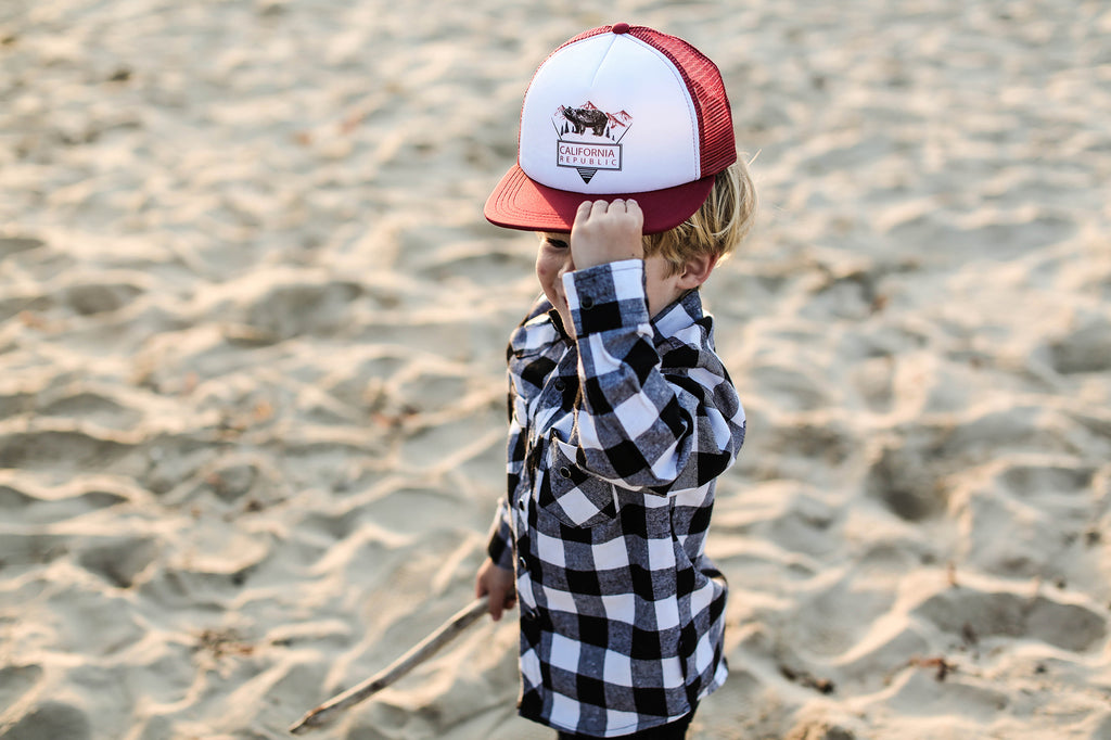 Knuckleheads Cali Burgundy Baby Boy Infant Trucker Hat Snap Back Sun Mesh Baseball Cap