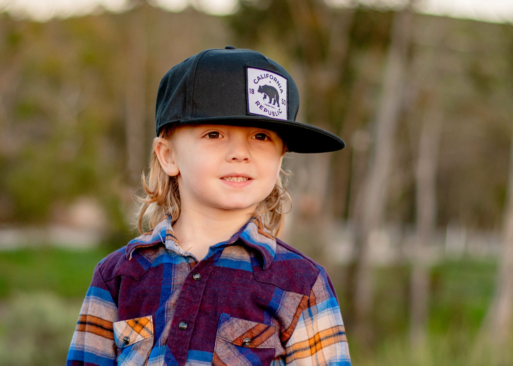 Knuckleheads California Republic Black Baby Boy Infant Trucker Hat Snap Back Sun Mesh Baseball Cap