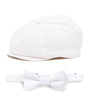 White Newsboy Cap and Bow Tie Set