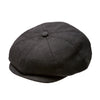 Black Herringbone Newsboy Cap