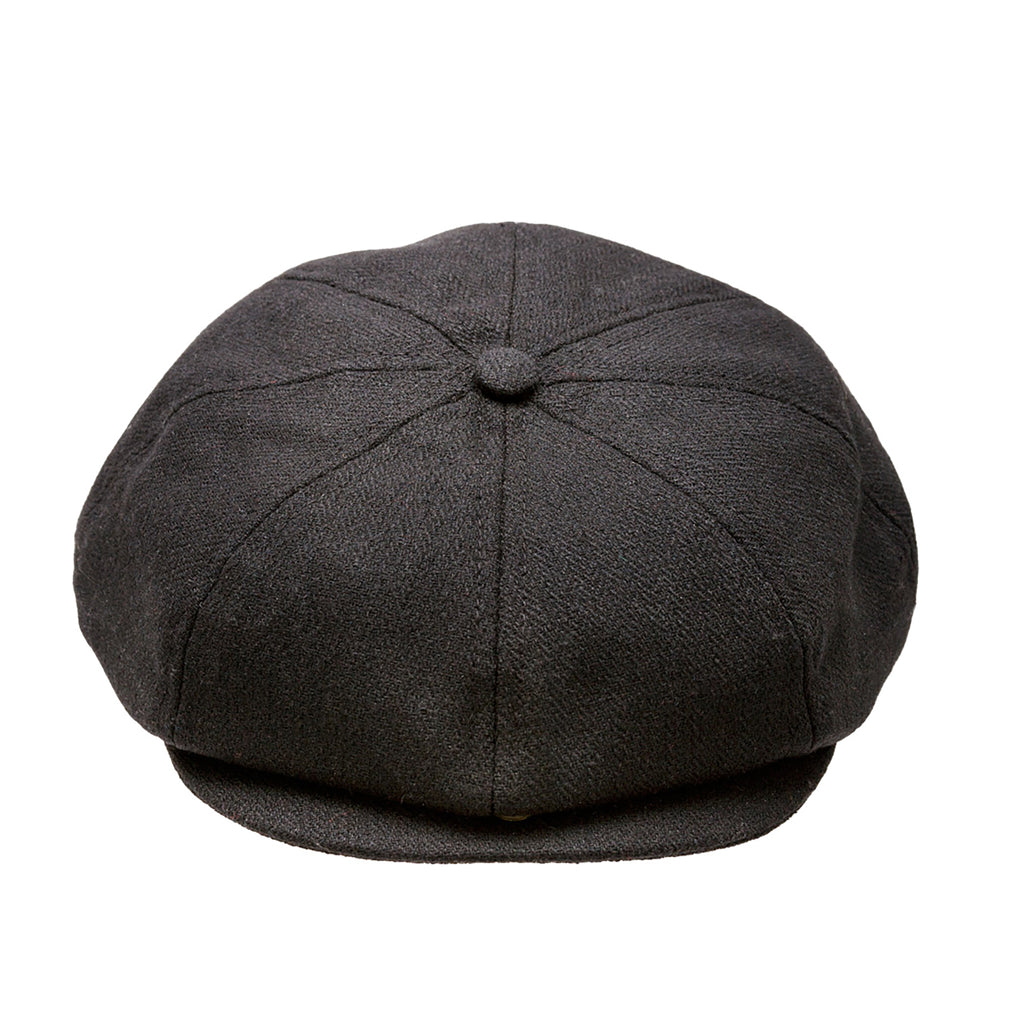 Black Herringbone Newsboy Cap